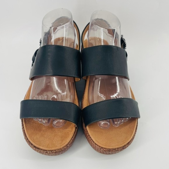 Vionic Sandals – Size 8.5 WIDE Women's Louise Raffia Black Leather Platform NEW - Picture 4 of 12